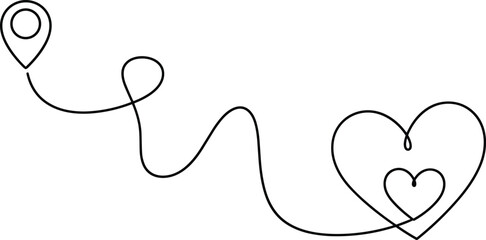 Location heart line illustration showing love route travel concept vector
