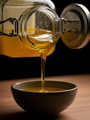 Pouring liquid clarified butter
