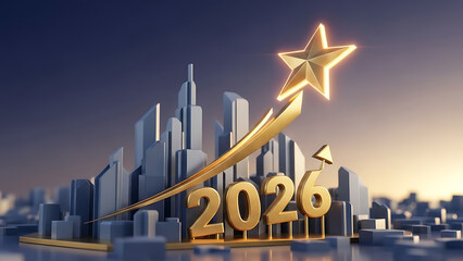 2020 new year cityscape with shining star