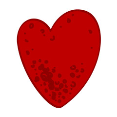 Spotted red Valentine heart on white background. Vector isolated illustration.