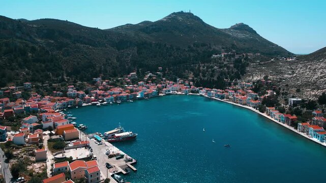 Aerial view of Kastellorizo (Megisti Island) in Greece