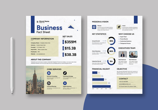 Corporate Business Fact Sheet Design