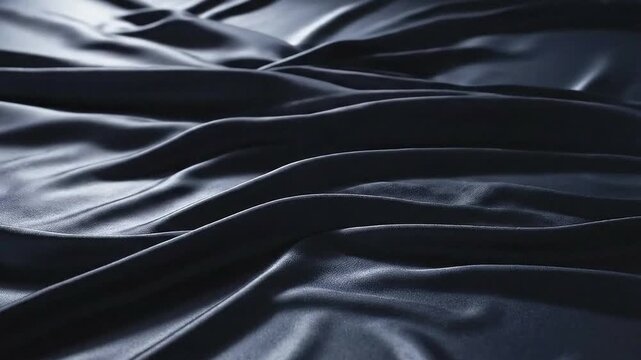 Matte black silk texture with sharp folds creating dramatic abstract surface