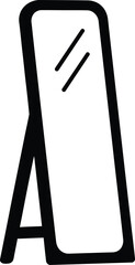 Minimalist line art illustration of a full length freestanding mirror on a white background