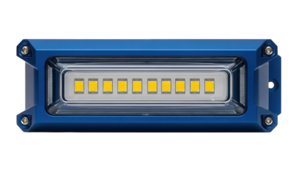 Isolated blue LED light bar used for vehicle lighting and accessory equipment, outdoors