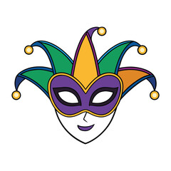 Fototapeta premium A vibrant carnival mask adorned with colorful feathers, glittering accents, and bold patterns, capturing festive mystery, joyful energy, and the dazzling spirit of celebration. 