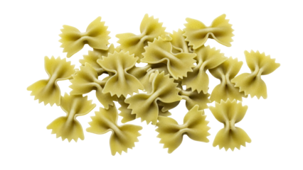 Isolated farfalle pasta bow ties ready for meal preparation and culinary cooking dishes