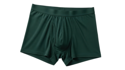 Isolated Men's boxer briefs in dark green color, underwear for men, style and fashion
