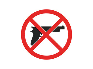 Obraz premium Red prohibition sign with gun symbol isolated on white