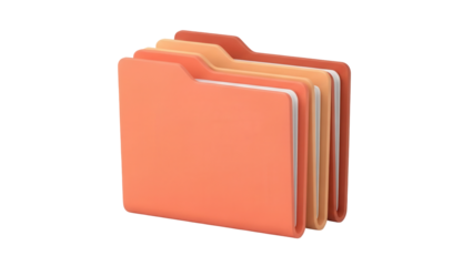 Isolated stack of layered folders, organizing paperwork in a modern business office style
