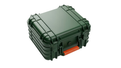 Isolated watertight durable case with orange handle, secure storage, safety equipment