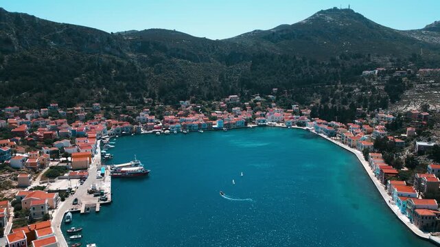 Aerial view of Kastellorizo (Megisti Island) in Greece