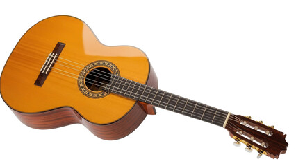 Isolated classical acoustic guitar. Musical instrument for making music, performance ready