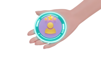 Isolated hand holding business rating token for customer satisfaction feedback service