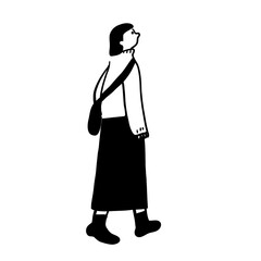 Woman looking up Line art Vector