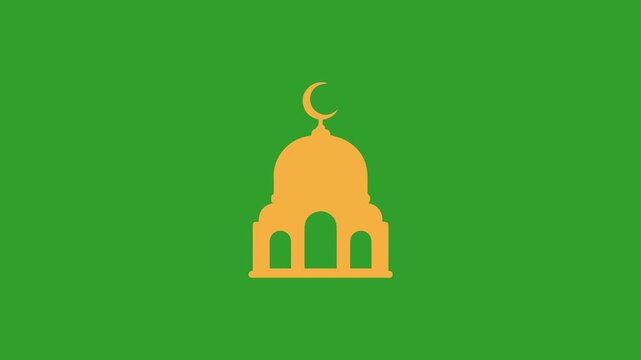 Islamic calligraphy art of a mosque with domes and towers in a vintage vector style inspired by famous landmarks like the Taj Mahal animated.