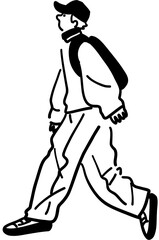 Man walking Line art Vector