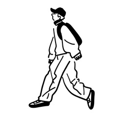 Man walking Line art Vector