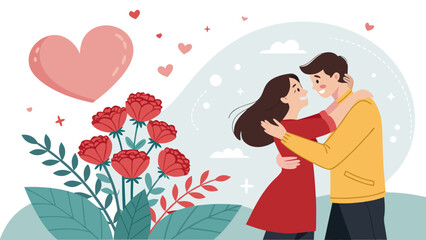 Obraz premium Valentine’s Day Couple Illustration