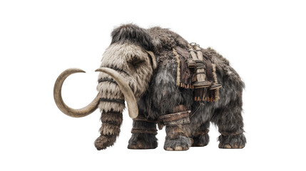 Woolly mammoth with primitive war gear
