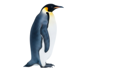 Isolated standing emperor penguin, regal bird of the Antarctic, wildlife photography