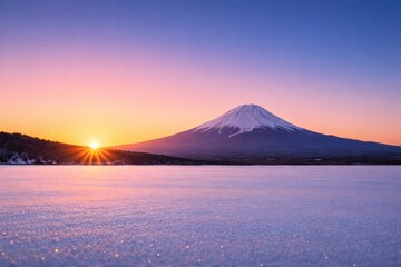 富士山　日の出　冬