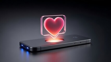 Glowing heart shaped led light on a phone