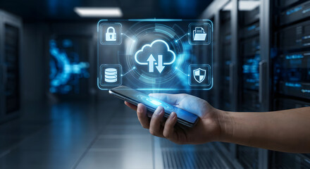 Fototapeta premium cloud computing, smartphone, technology