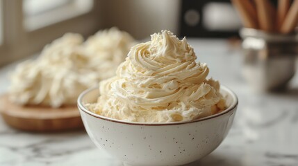 Whipped cream in a bowl