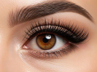 Obraz premium Close-up of an eye with long eyelashes