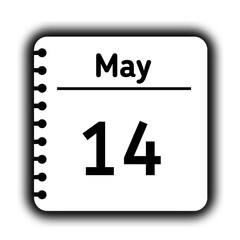 May 14st calendar new year day reminder icon note pad diary symbol