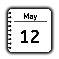 May 12st calendar new year day reminder icon note pad diary symbol