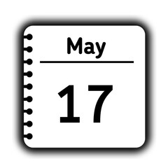 May 17st calendar new year day reminder icon note pad diary symbol