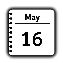 May 16st calendar new year day reminder icon note pad diary symbol