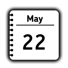 May 22st calendar new year day reminder icon note pad diary symbol