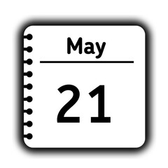 May 21st calendar new year day reminder icon note pad diary symbol