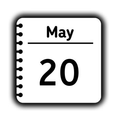 May 20st calendar new year day reminder icon note pad diary symbol