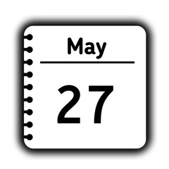 May 27st calendar new year day reminder icon note pad diary symbol
