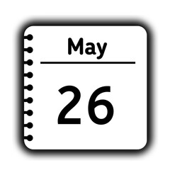 May 26st calendar new year day reminder icon note pad diary symbol