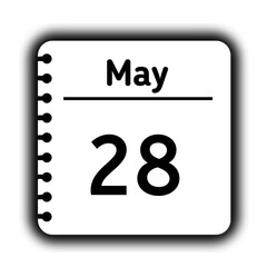 May 28st calendar new year day reminder icon note pad diary symbol