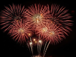 Spectacular fireworks explosion lighting up dark night sky with vibrant colors