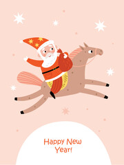 New Year's holiday illustration with a horse