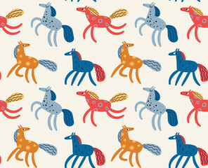Seamless pattern with horses
