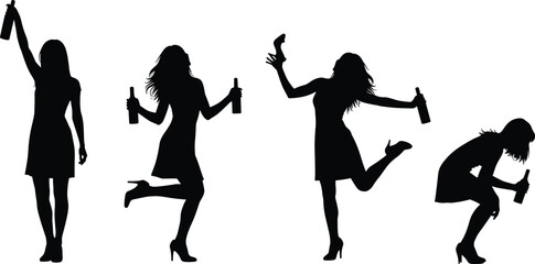 Obraz premium Photographer silhouette taking action shot, dancer leaping in air, black and white vector, motion capture, creative art, performance concept illustration