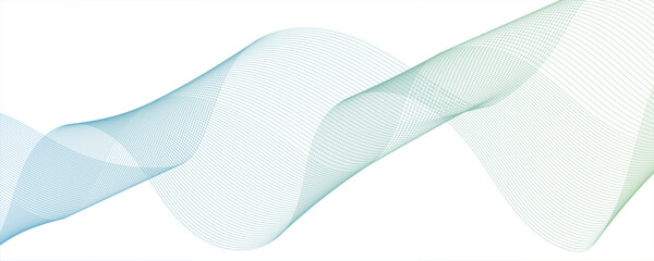 Abstract green wave banner template.Wave with lines created using blend tool, blend line background.Abstract wave element for design. Wavy vector background.