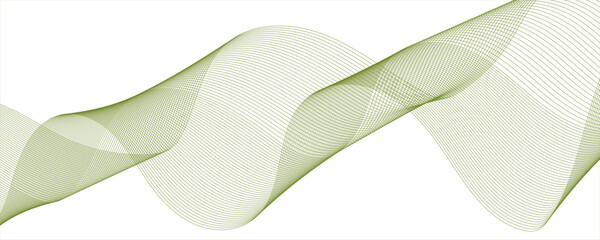 Abstract olive wave banner template.Wave with lines created using blend tool, blend line background.Abstract wave element for design. Wavy vector background.