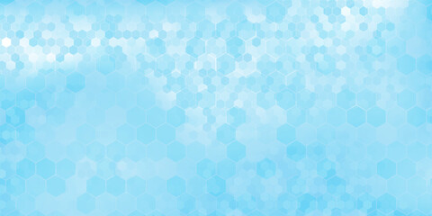 Abstract blue and white hexagon background. Futuristic digital hi-technology banner. Healthcare background. Vector