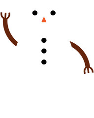 Hand drawn Vector of Simple Snowman With Circles Black Buttons and Triangle Nose Waving His Hand and Says Hi 