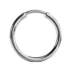 Silver daith piercing hoop with simple form. Isolated white background. Png format