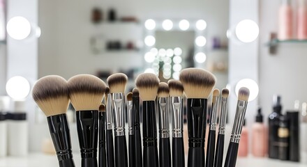 Professional makeup brushes set for face eyes beauty tools for cosmetic application and blending artistry